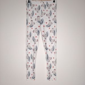 Art of Where White Chicken and Egg Leggings Size Large